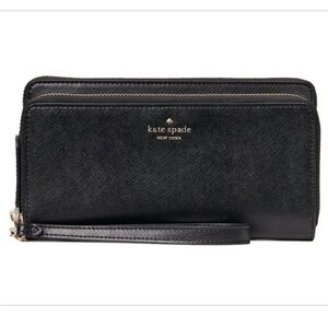 Kate Spade Staci Carryall Black Wristlet Wallet with Gold Details